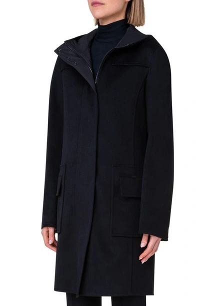 Shop Akris Punto Wool Duffle Coat In 009 Black