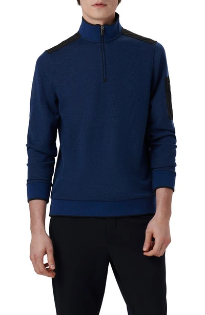 Shop Bugatchi Quarter Zip Pullover In Night Blue