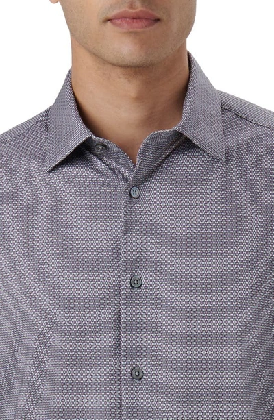 Bugatchi James Ooohcotton® Geo Print Button-up Shirt In Zinc