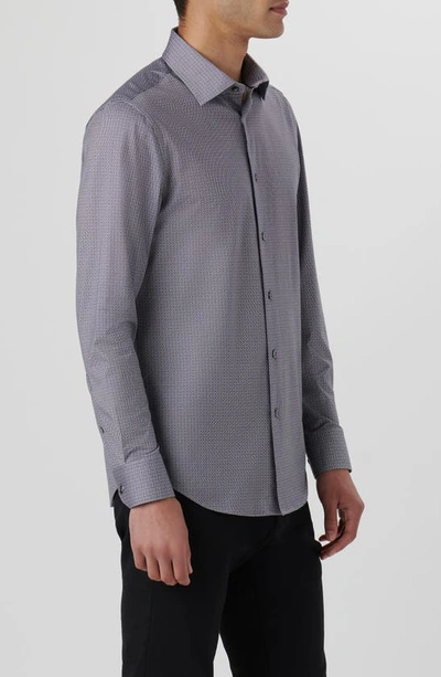 Bugatchi James Ooohcotton® Geo Print Button-up Shirt In Zinc