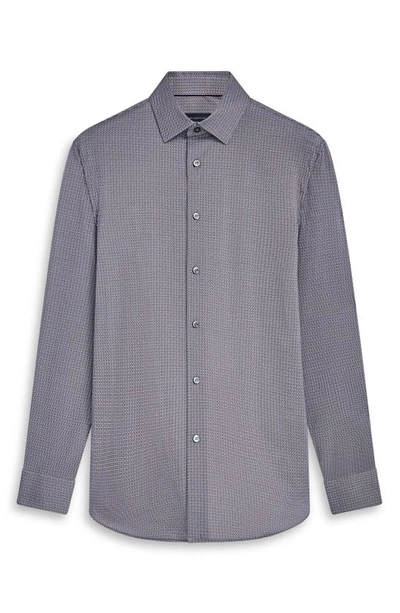 Bugatchi James Ooohcotton® Geo Print Button-up Shirt In Zinc