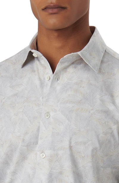 Bugatchi James Ooohcotton® Leaf Print Button-up Shirt In Platinum
