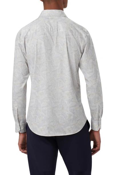 Bugatchi James Ooohcotton® Leaf Print Button-up Shirt In Platinum
