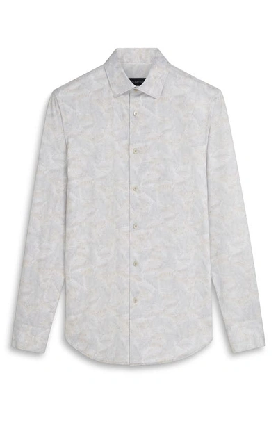 Bugatchi James Ooohcotton® Leaf Print Button-up Shirt In Platinum