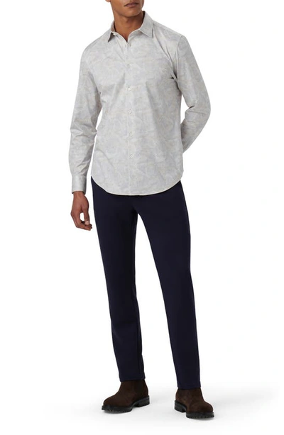Bugatchi James Ooohcotton® Leaf Print Button-up Shirt In Platinum