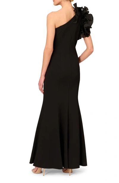 Shop Aidan Mattox By Adrianna Papell One-shoulder Trumpet Gown In Black