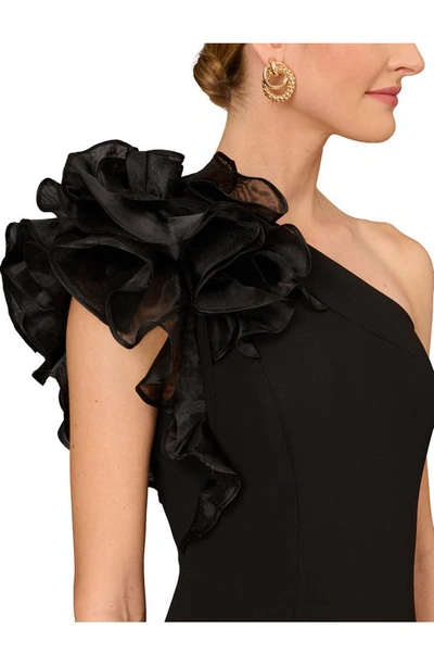 Aidan Mattox One-shoulder Trumpet Gown In Black