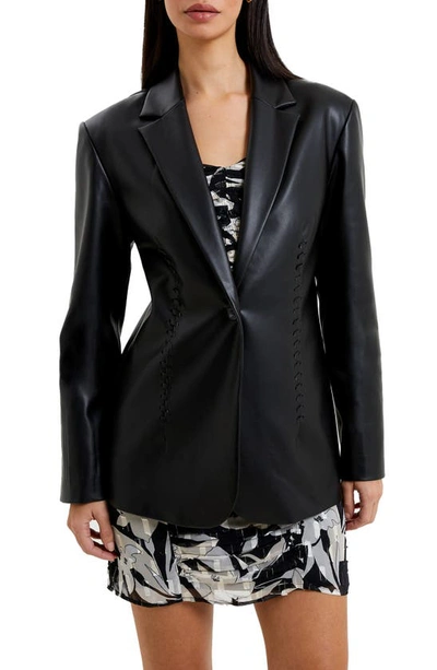 Shop French Connection Crolenda Faux Leather Blazer In 01-blackout
