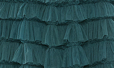 Shop Mac Duggal Ruffle Square Neck Gown In Teal