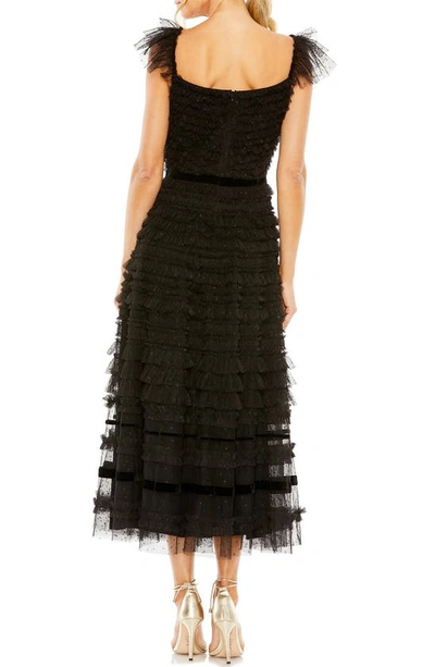 Shop Mac Duggal Tiered Ruffle Tulle Cocktail Midi Dress In Black