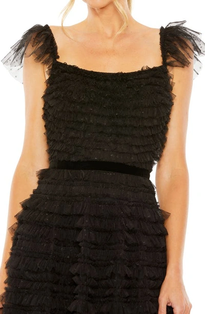 Shop Mac Duggal Tiered Ruffle Tulle Cocktail Midi Dress In Black
