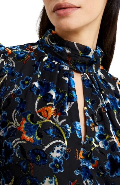 Shop French Connection Avery Paisley Velvet Burnout Top In Blackout