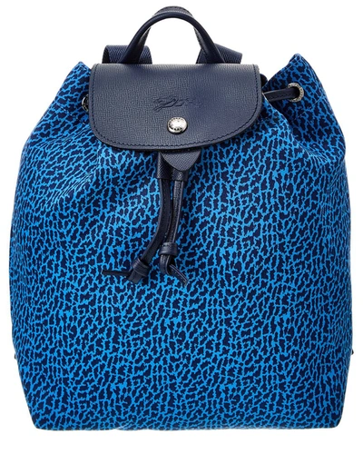Shop Longchamp Le Pliage Nylon & Leather Backpack In Blue
