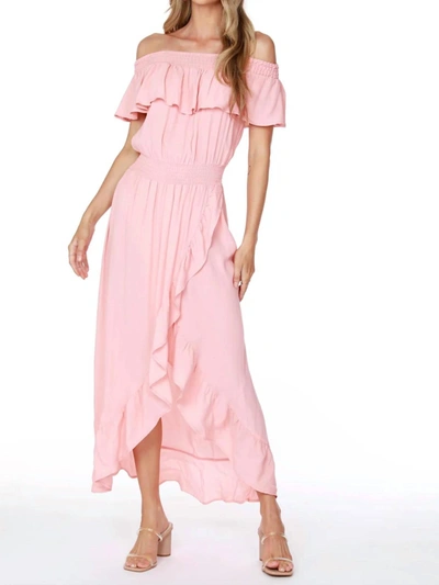 Shop Bobi Off The Shoulder Faux Wrap Dress In Pink