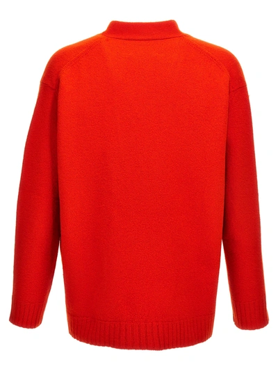 Shop Jil Sander Wool Cardigan Sweater, Cardigans Orange