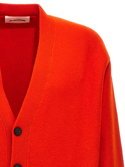 Shop Jil Sander Wool Cardigan Sweater, Cardigans Orange