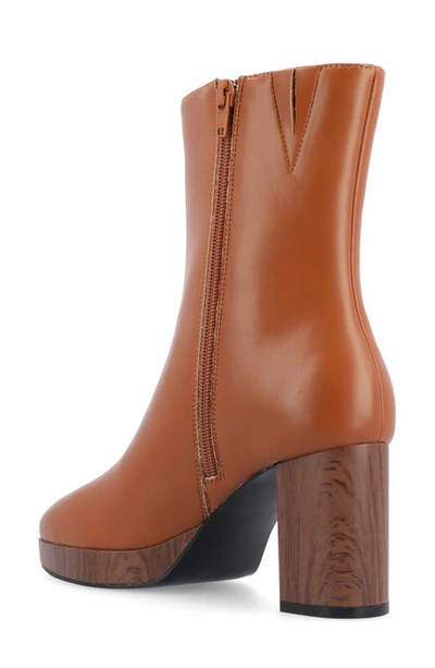 Journee Collection Romer Tru Comfort Platform Bootie In Cognac