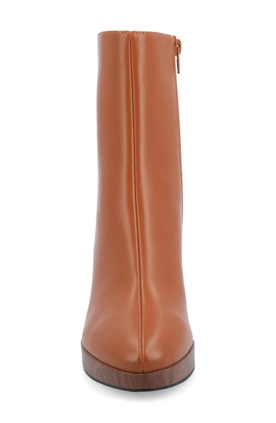 Journee Collection Romer Tru Comfort Platform Bootie In Cognac