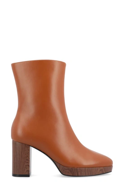 Journee Collection Romer Tru Comfort Platform Bootie In Cognac
