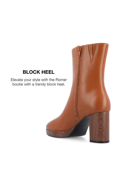 Journee Collection Romer Tru Comfort Platform Bootie In Cognac