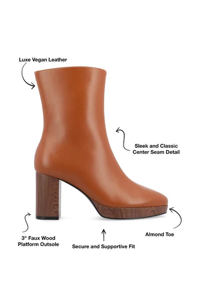 Journee Collection Romer Tru Comfort Platform Bootie In Cognac