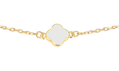 Gabi Rielle Enamel Clover Station Necklace In Gold/white