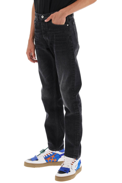 Shop Off-white Regular Fit Jeans With Vintage Wash In Vintage Grey (grey)