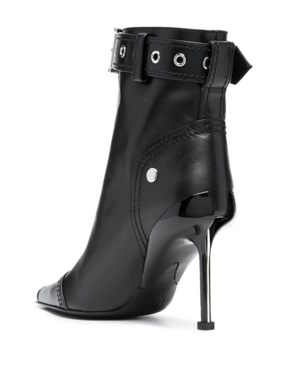 Shop Alexander Mcqueen Black Slash Biker Ankle Boots In Nero