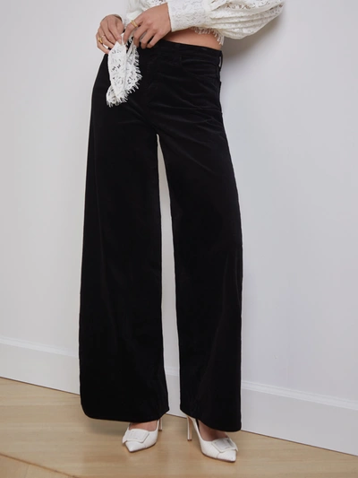 Shop L Agence Maghra Velvet Jean In Noir