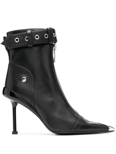 Shop Alexander Mcqueen Slash Biker Ankle Boots In Black