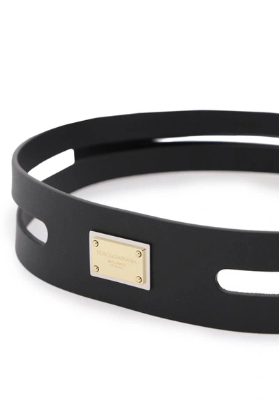 Shop Dolce & Gabbana Belt With Logo Tag In Black