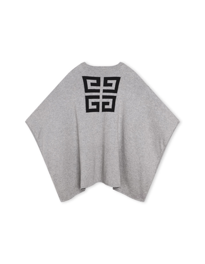 Shop Givenchy Grey And Black Reversible Cape With Logo And 4g Motif In Grigio