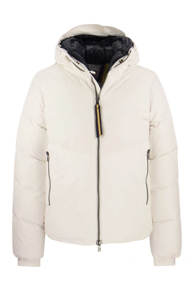 Shop K-way Hugol - Hooded Down Jacket In White