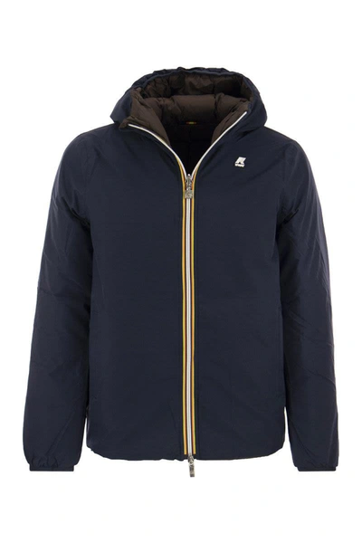 Shop K-way Jack - Reversible Hooded Down Jacket In Blue/brown