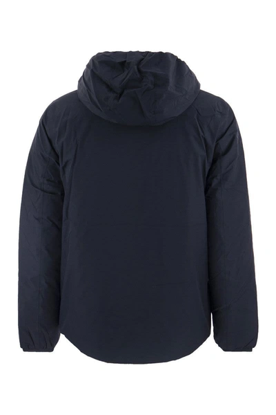 Shop K-way Jack - Reversible Hooded Down Jacket In Blue/brown