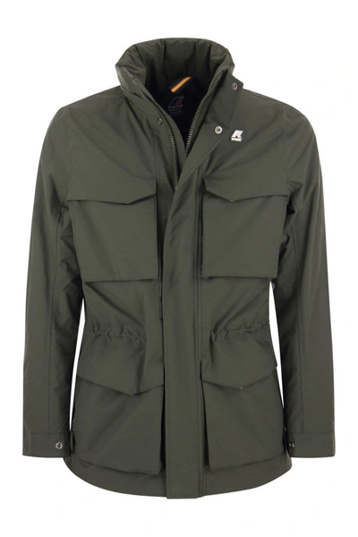 Shop K-way Manphy - Sahariana In Technical Fabric In Military Green