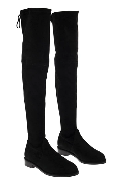 Shop Stuart Weitzman Lowland Bold - Suede Boot Above The Knee In Black