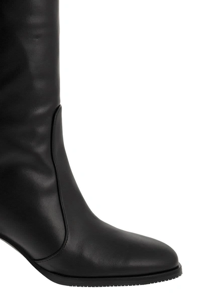 Shop Stuart Weitzman Nola - Leather Boot In Black
