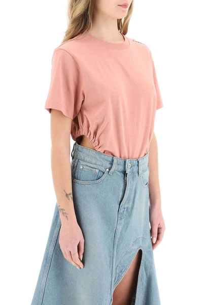 Shop Y/project Y Project Ruched T-shirt Bodysuit In Pink