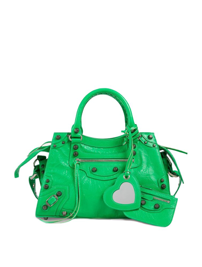Shop Balenciaga Neo Cagole City Small Shoulder Bag In Green