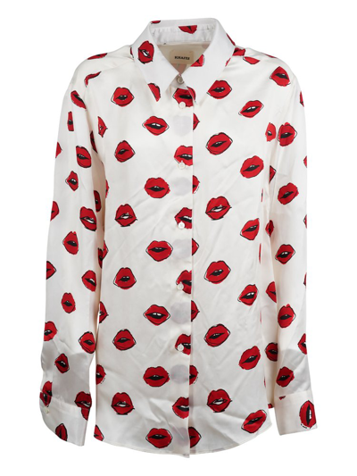Shop Khaite Graphic Lips Printed Buttoned Shirt In Multi