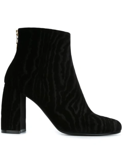 Stella Mccartney Black Textured Velvet Boots