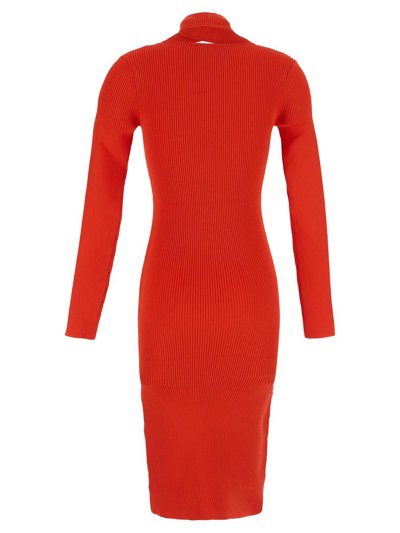 Shop Coperni Cut Out Neck Midi Dress In Red
