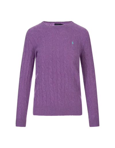 Shop Polo Ralph Lauren Pony Embroidered Cable In Purple