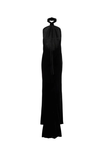 Shop Ann Demeulemeester Woman Black Velvet Ingeborg Long Dress