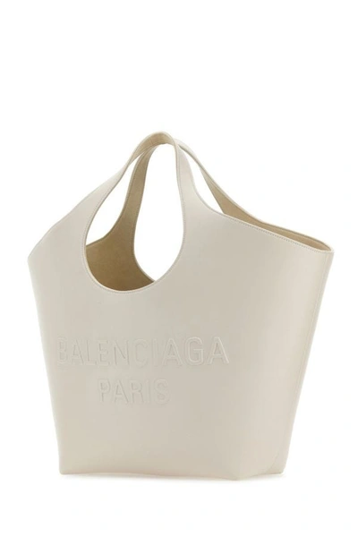 Shop Balenciaga Woman Chalk Leather Medium Mary-kate Shopping Bag In White