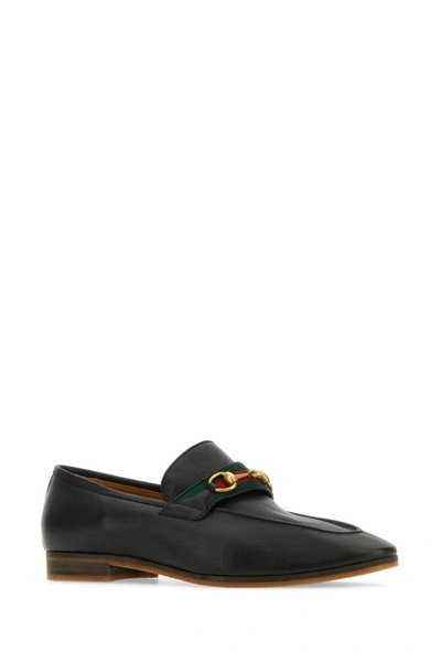 Shop Gucci Man Black Leather Loafers