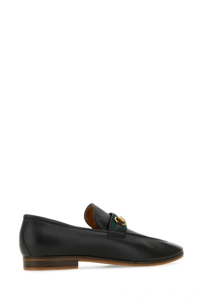 Shop Gucci Man Black Leather Loafers
