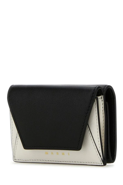 Shop Marni Woman Two-tones Leather Tri-fold Wallet In Multicolor