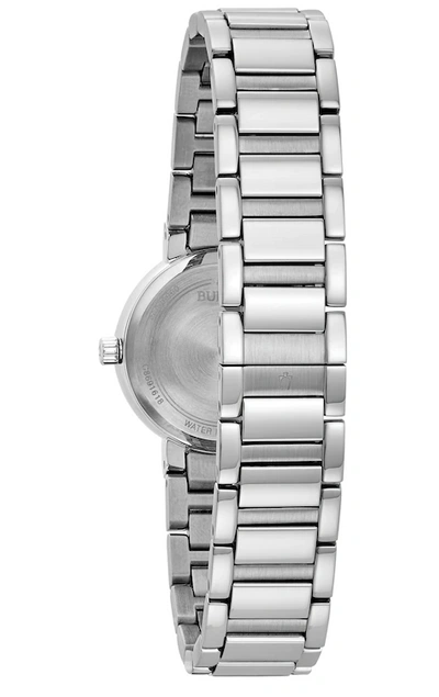 Pre-owned Bulova Futuro Mop Black Dial Diamond Marker Stainless Steel Women's Watch 96p172